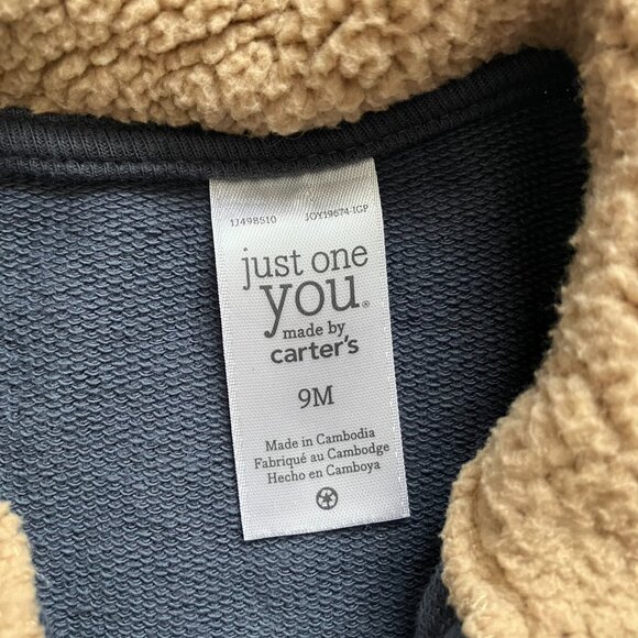 Just One You by Carter's Navy Bear Baby Sweater 9M | Casual Sherpa Colla… - Picture 4 of 14